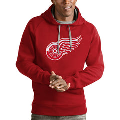 Detroit Red Wings Antigua Logo Victory Pullover Hoodie - Red Hoodies