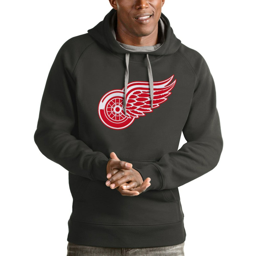 Detroit Red Wings Antigua Logo Victory Pullover Hoodie - Charcoal Hoodies