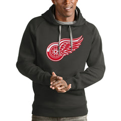 Detroit Red Wings Antigua Logo Victory Pullover Hoodie - Charcoal Hoodies