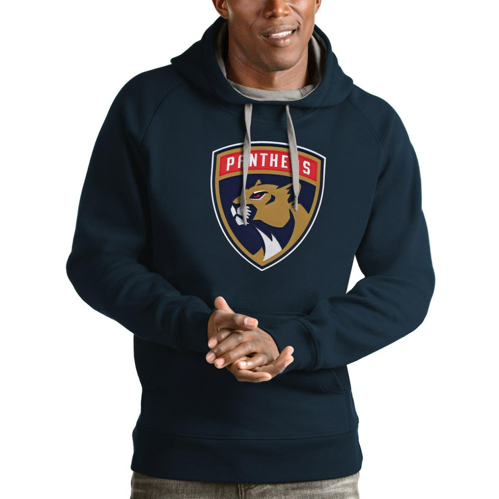 Florida Panthers Antigua Logo Victory Pullover Hoodie - Navy Hoodies