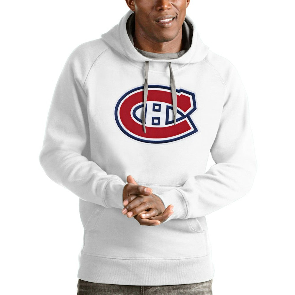 Montreal Canadiens Antigua Logo Victory Pullover Hoodie - White Hoodies