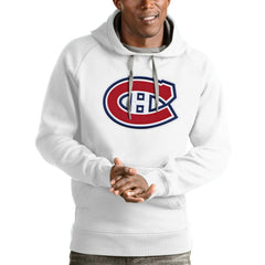 Montreal Canadiens Antigua Logo Victory Pullover Hoodie - White Hoodies
