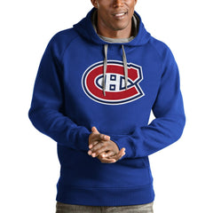 Montreal Canadiens Antigua Logo Victory Pullover Hoodie - Blue Hoodies