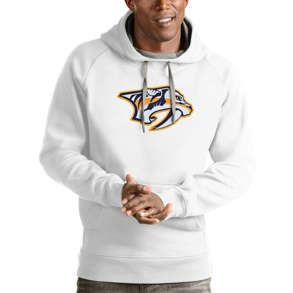 Nashville Predators Antigua Logo Victory Pullover Hoodie - White Hoodies