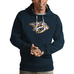 Nashville Predators Antigua Logo Victory Pullover Hoodie - Navy Hoodies