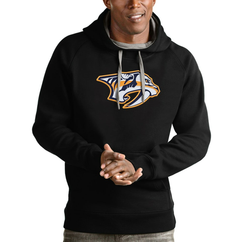 Nashville Predators Antigua Logo Victory Pullover Hoodie - Black Hoodies