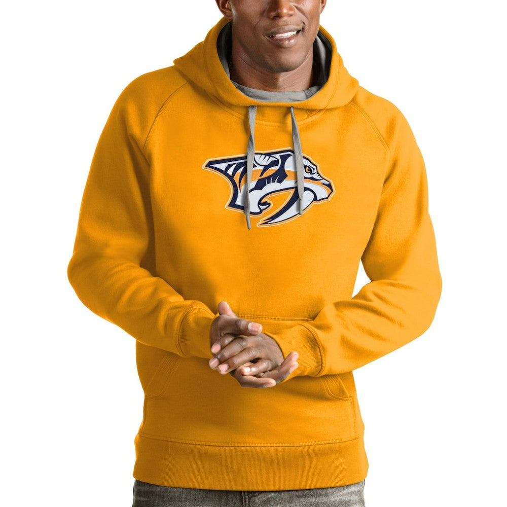 Nashville Predators Antigua Logo Victory Pullover Hoodie - Gold Hoodies