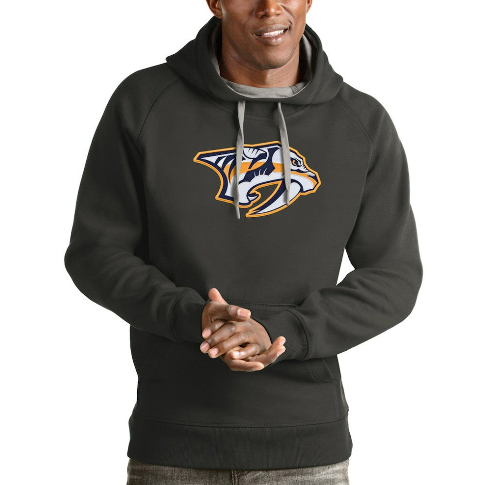 Nashville Predators Antigua Logo Victory Pullover Hoodie - Charcoal Hoodies