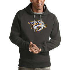 Nashville Predators Antigua Logo Victory Pullover Hoodie - Charcoal Hoodies