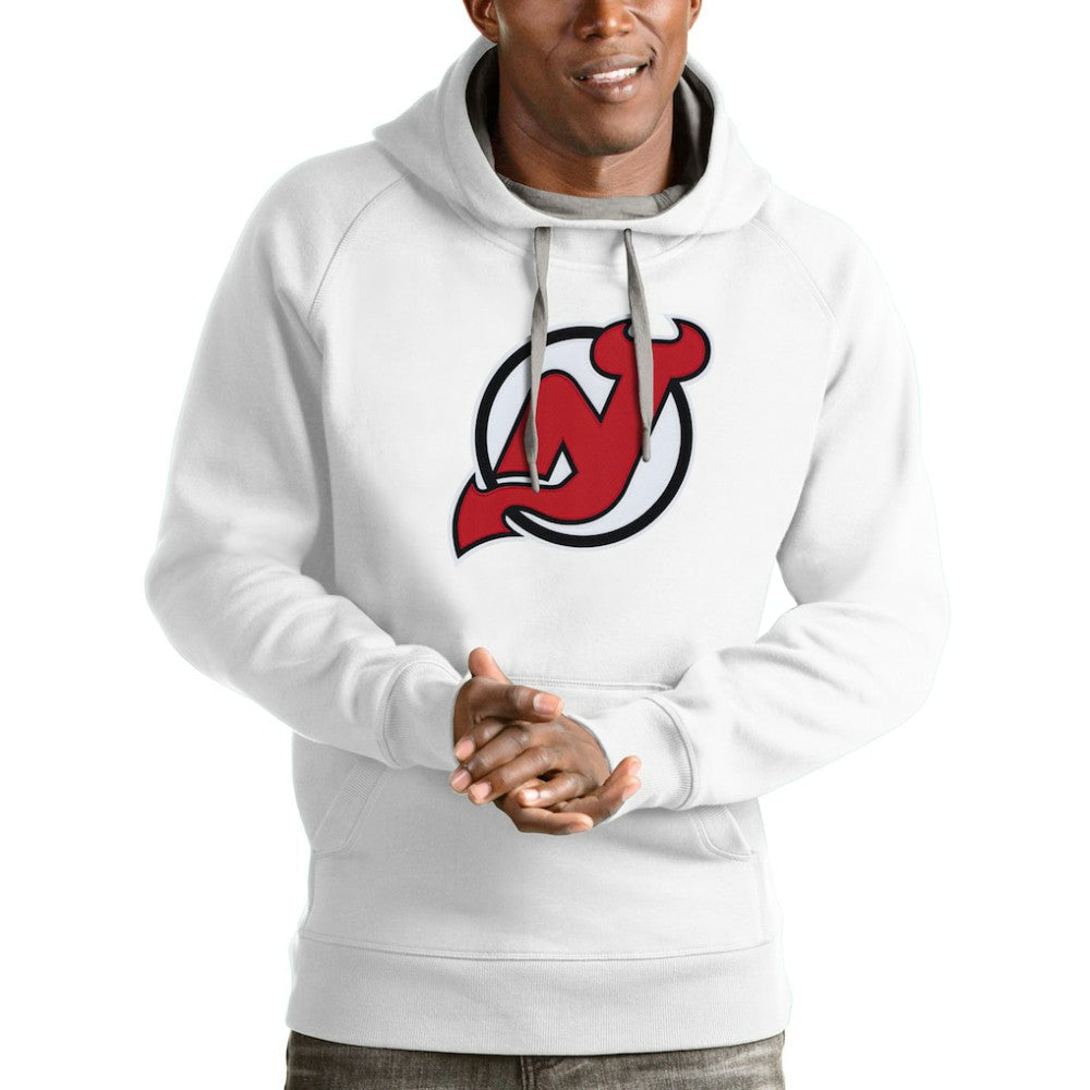 New Jersey Devils Antigua Logo Victory Pullover Hoodie - White Jerseys