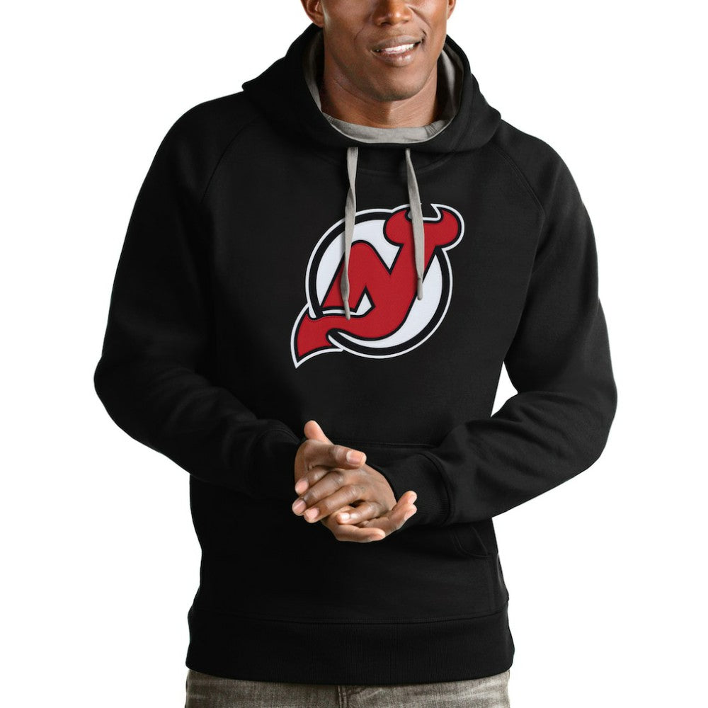 New Jersey Devils Antigua Logo Victory Pullover Hoodie - Black Jerseys