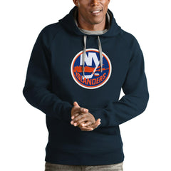 New York Islanders Antigua Logo Victory Pullover Hoodie - Navy Hoodies