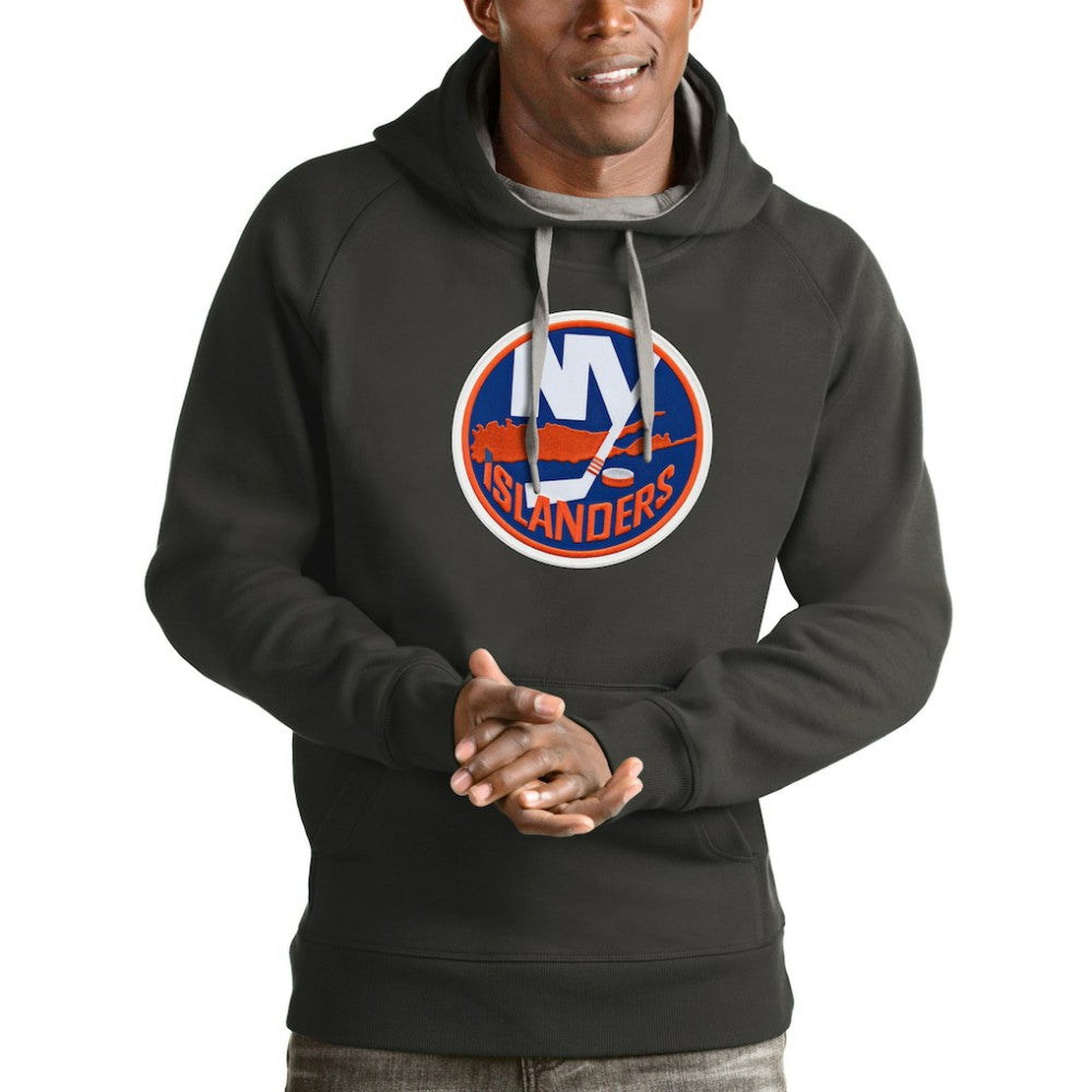 New York Islanders Antigua Logo Victory Pullover Hoodie - Charcoal Hoodies