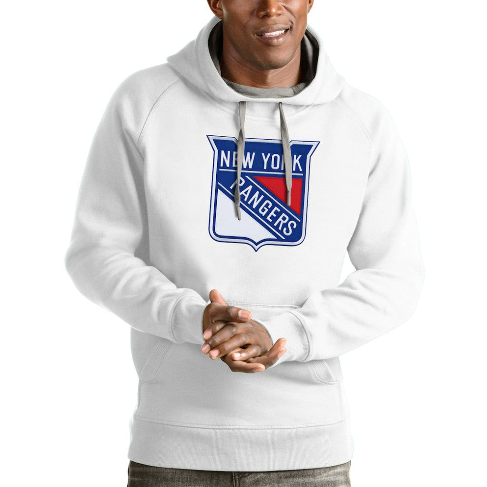 New York Rangers Antigua Logo Victory Pullover Hoodie - White Hoodies