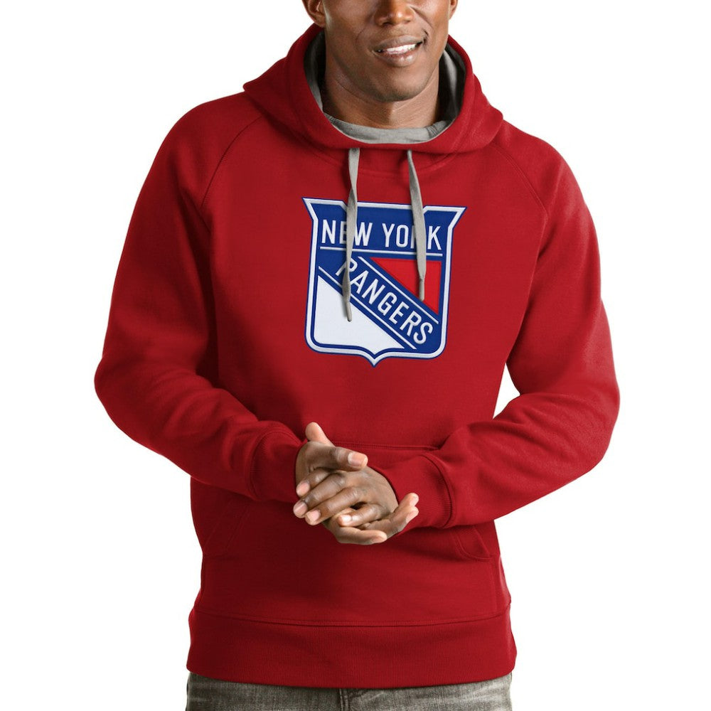 New York Rangers Antigua Logo Victory Pullover Hoodie - Red Hoodies