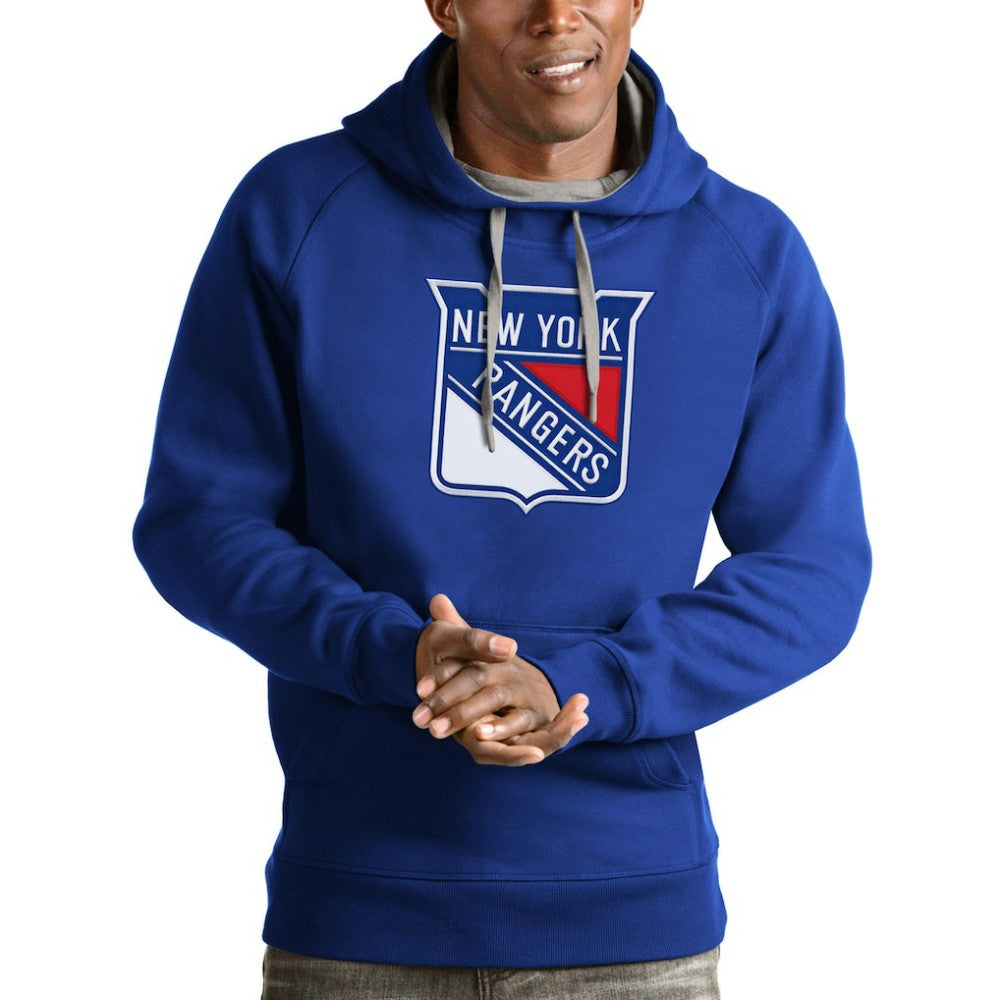 New York Rangers Antigua Logo Victory Pullover Hoodie - Blue Hoodies