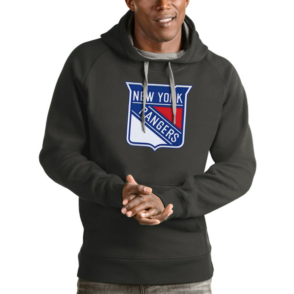 New York Rangers Antigua Logo Victory Pullover Hoodie - Charcoal Hoodies