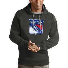 New York Rangers Antigua Logo Victory Pullover Hoodie - Charcoal Hoodies