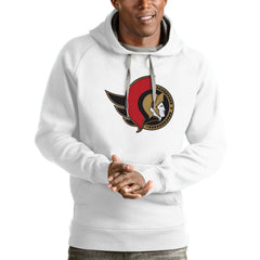 Ottawa Senators Antigua Logo Victory Pullover Hoodie - White Hoodies