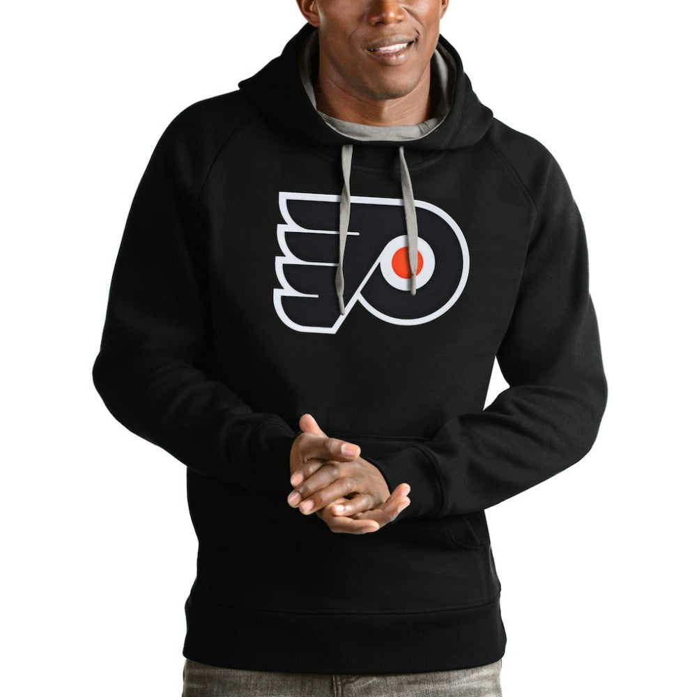Philadelphia Flyers Antigua Logo Victory Pullover Hoodie - Black Hoodies