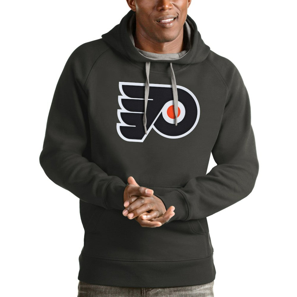 Philadelphia Flyers Antigua Logo Victory Pullover Hoodie - Charcoal Hoodies