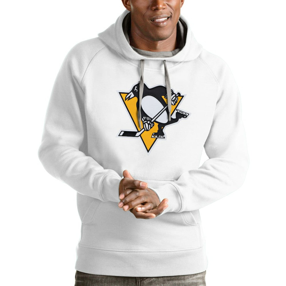 Pittsburgh Penguins Antigua Logo Victory Pullover Hoodie - White Hoodies