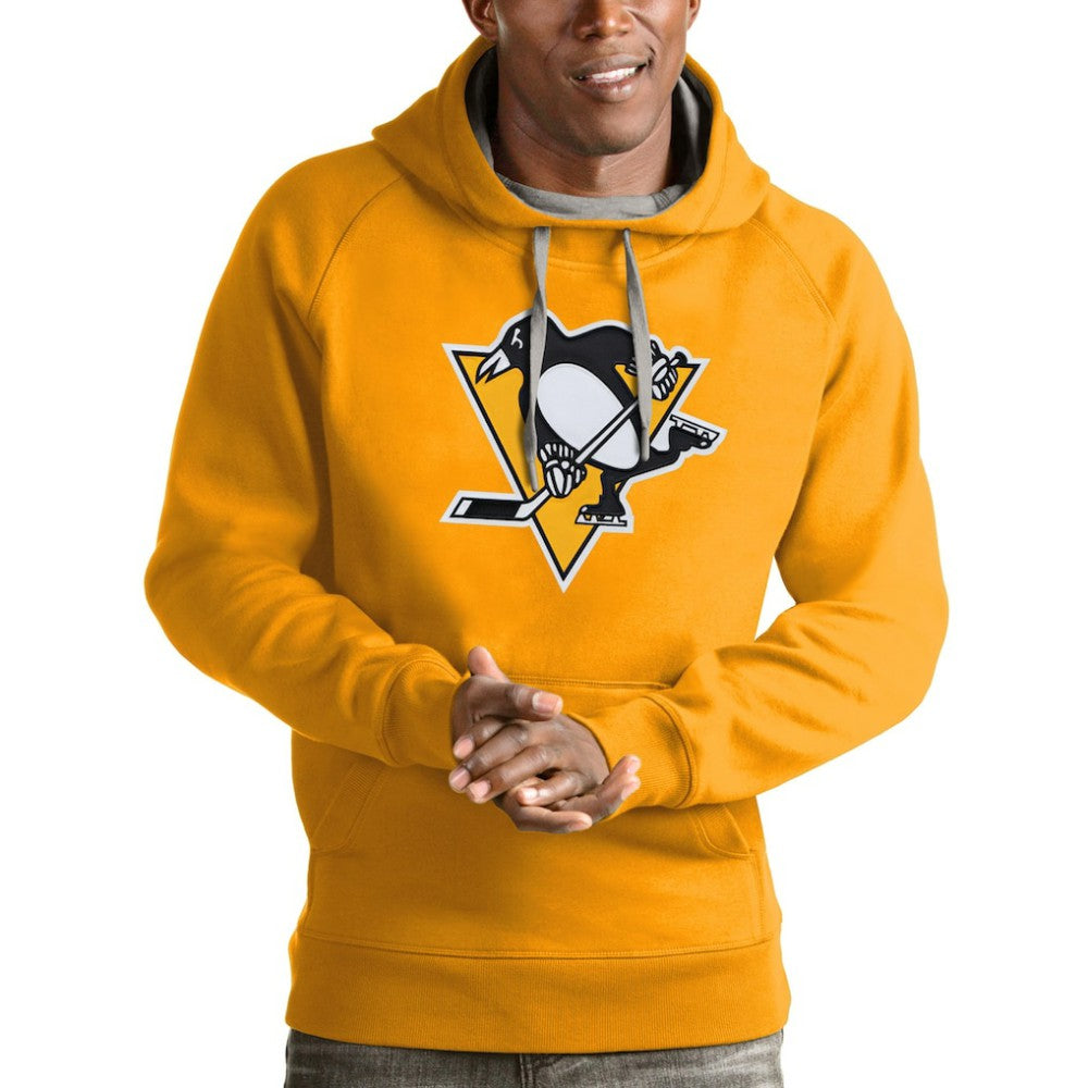 Pittsburgh Penguins Antigua Logo Victory Pullover Hoodie - Gold Hoodies