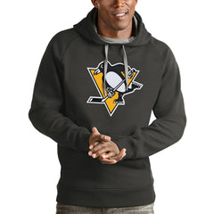 Pittsburgh Penguins Antigua Logo Victory Pullover Hoodie - Charcoal Hoodies