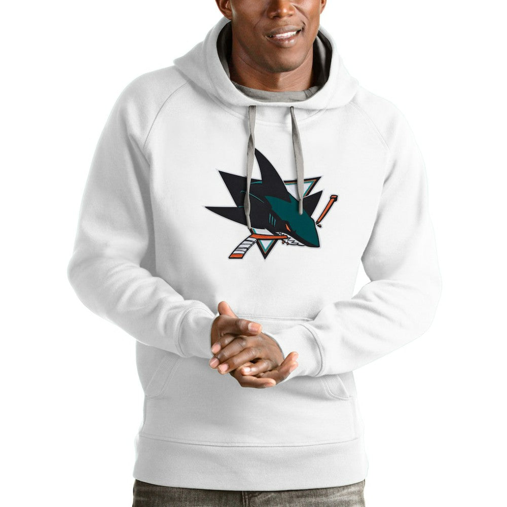 San Jose Sharks Antigua Logo Victory Pullover Hoodie - White Hoodies