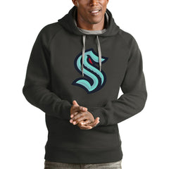 Seattle Kraken Antigua Logo Victory Pullover Hoodie - Charcoal Hoodies