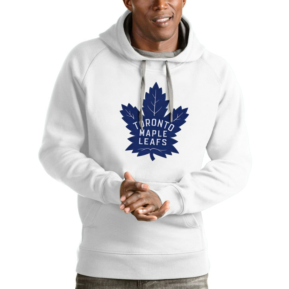 Toronto Maple Leafs Antigua Logo Victory Pullover Hoodie - White Hoodies