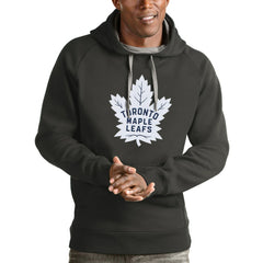 Toronto Maple Leafs Antigua Logo Victory Pullover Hoodie - Charcoal Hoodies