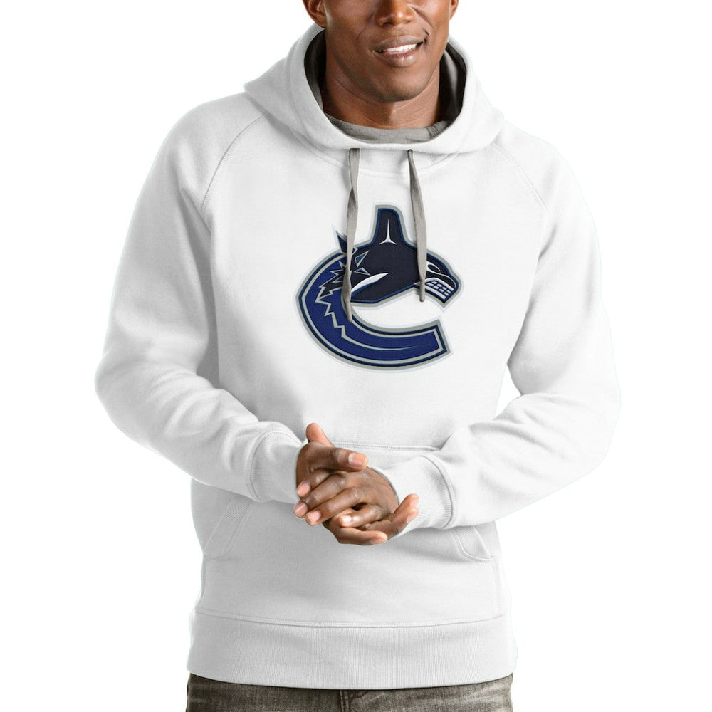 Vancouver Canucks Antigua Logo Victory Pullover Hoodie - White Hoodies
