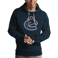 Vancouver Canucks Antigua Logo Victory Pullover Hoodie - Navy Hoodies