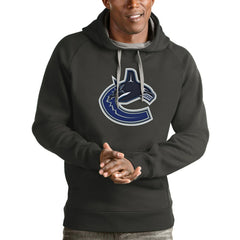Vancouver Canucks Antigua Logo Victory Pullover Hoodie - Charcoal Hoodies