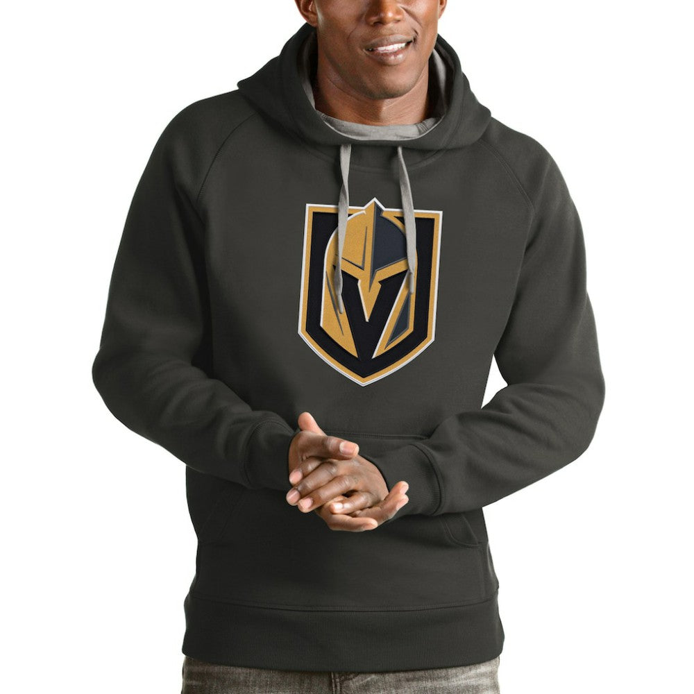 Vegas Golden Knights Antigua Logo Victory Pullover Hoodie - Charcoal Hoodies