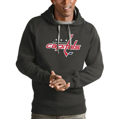 Washington Capitals Antigua Logo Victory Pullover Hoodie - Charcoal Hoodies