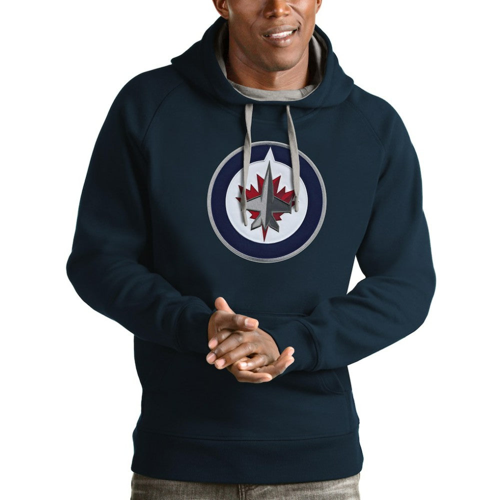 Winnipeg Jets Antigua Logo Victory Pullover Hoodie - Navy Hoodies