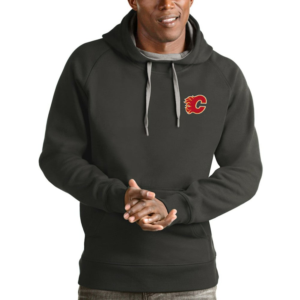 Calgary Flames Antigua Victory Pullover Hoodie - Charcoal Hoodies