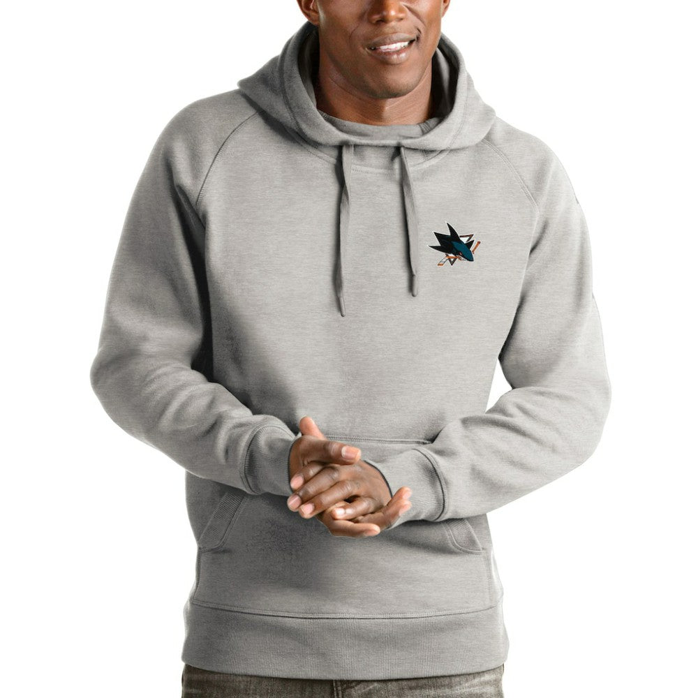 San Jose Sharks Antigua Victory Pullover Hoodie - Heathered Gray Hoodies