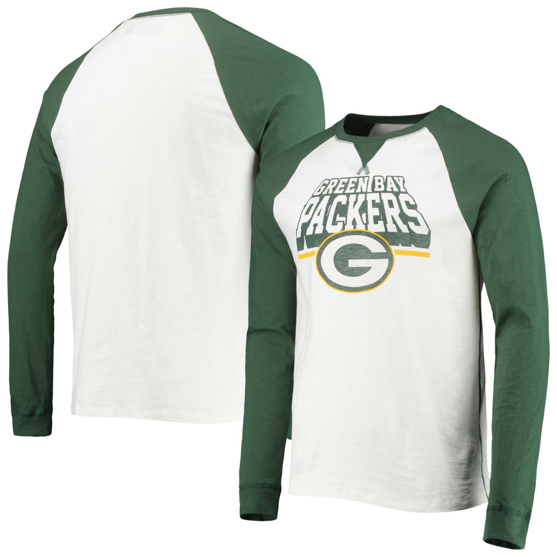 Green Bay Packers Junk Food Colorblock Raglan Long Sleeve T-Shirt - White/Green online