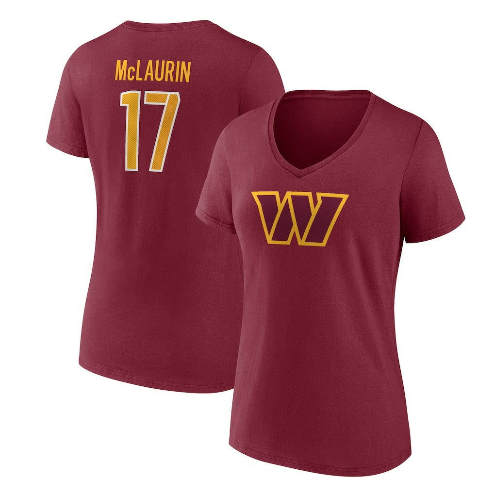 Terry McLaurin Washington Commanders Women's Player Icon Name & Number V-Neck T-Shirt - Burgundy on sale