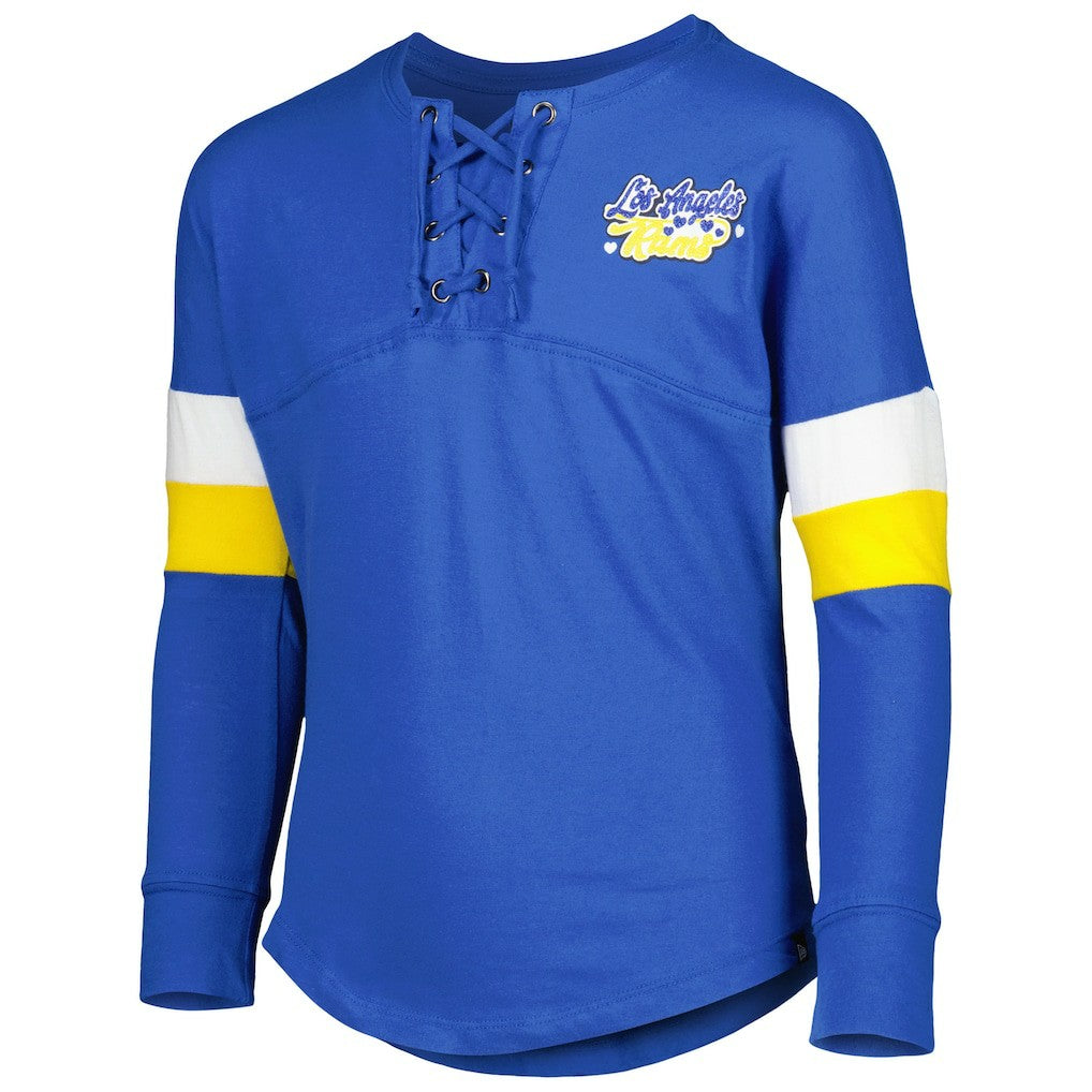 Los Angeles Rams New Era Girls Youth Lace-Up Long Sleeve T-Shirt - Royal sale