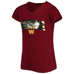 Washington Commanders New Era Girls Youth Reverse Sequin Wordmark V-Neck T-Shirt - Burgundy outlet