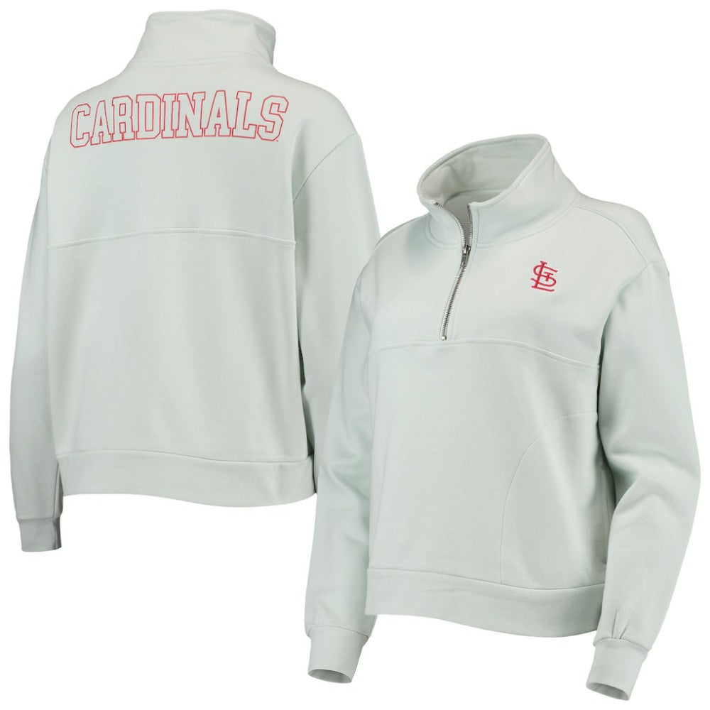 St. Louis Cardinals The Wild Collective Women's Two-Hit Quarter-Zip Pullover Top Light Blue