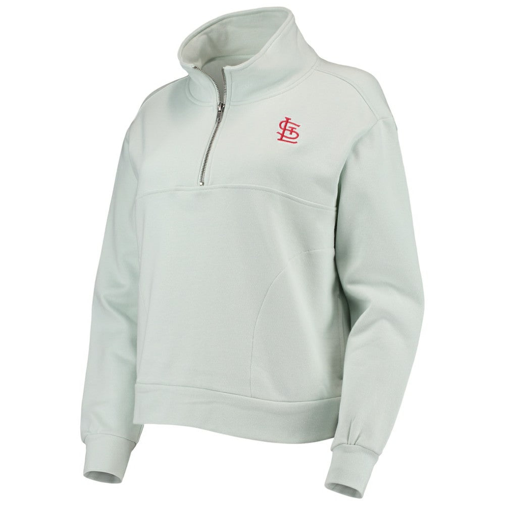 St. Louis Cardinals The Wild Collective Women's Two-Hit Quarter-Zip Pullover Top Light Blue