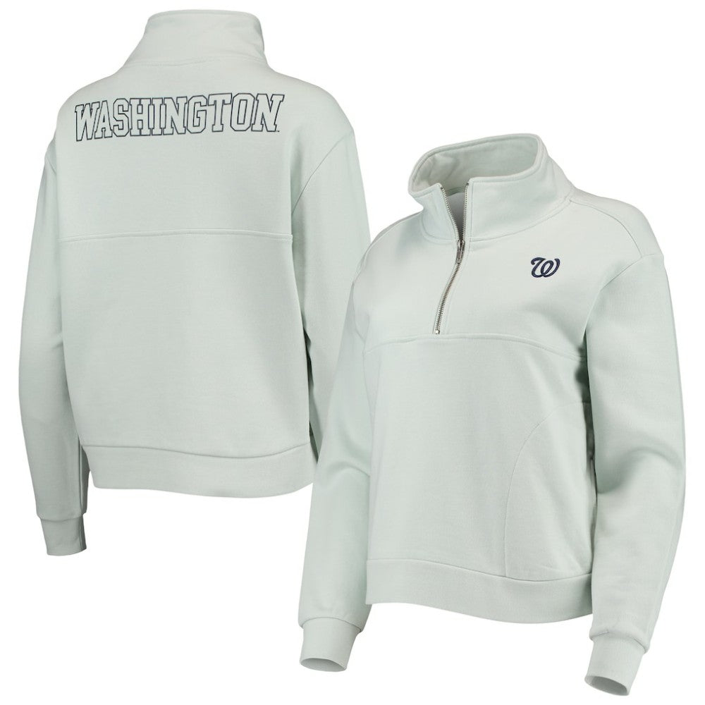 Washington Nationals The Wild Collective Women's Two-Hit Quarter-Zip Pullover Top Light Blue