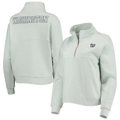 Washington Nationals The Wild Collective Women's Two-Hit Quarter-Zip Pullover Top Light Blue