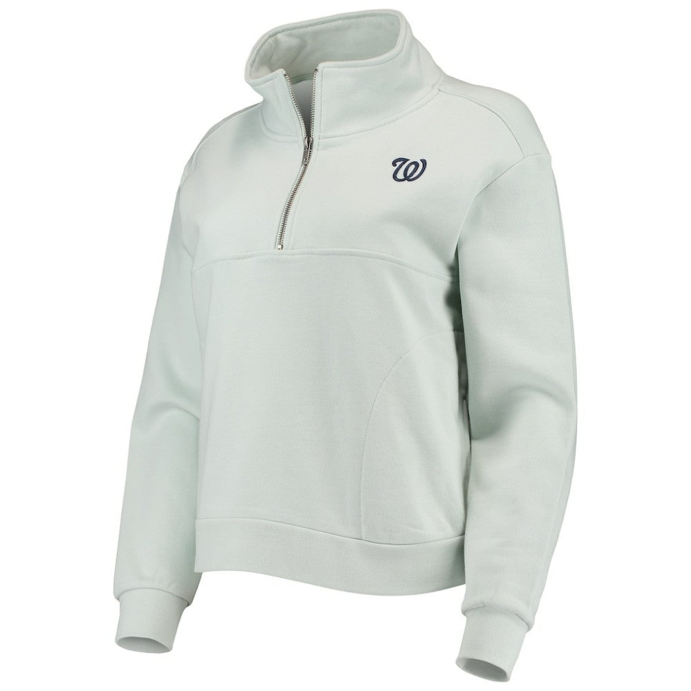 Washington Nationals The Wild Collective Women's Two-Hit Quarter-Zip Pullover Top Light Blue