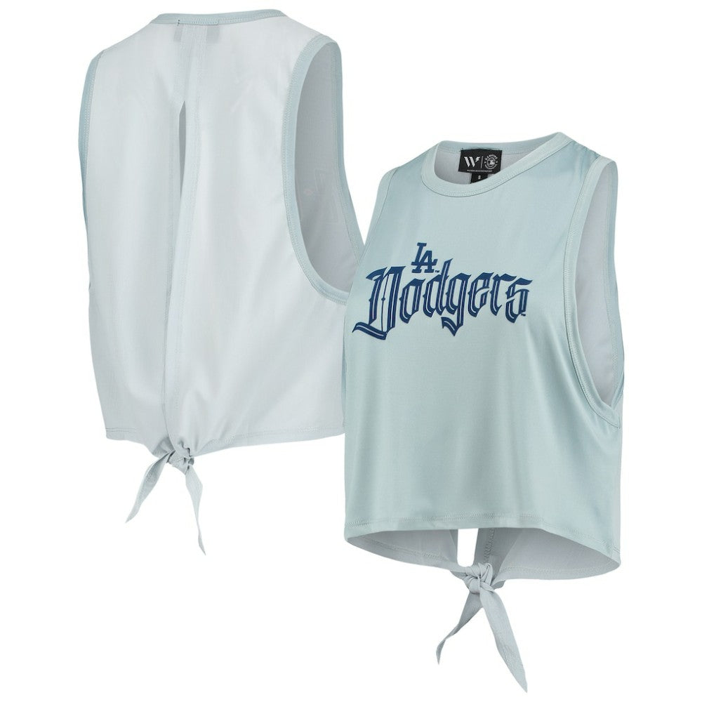 Los Angeles Dodgers The Wild Collective Women's Open Back Twist-Tie Tank Top Light Blue